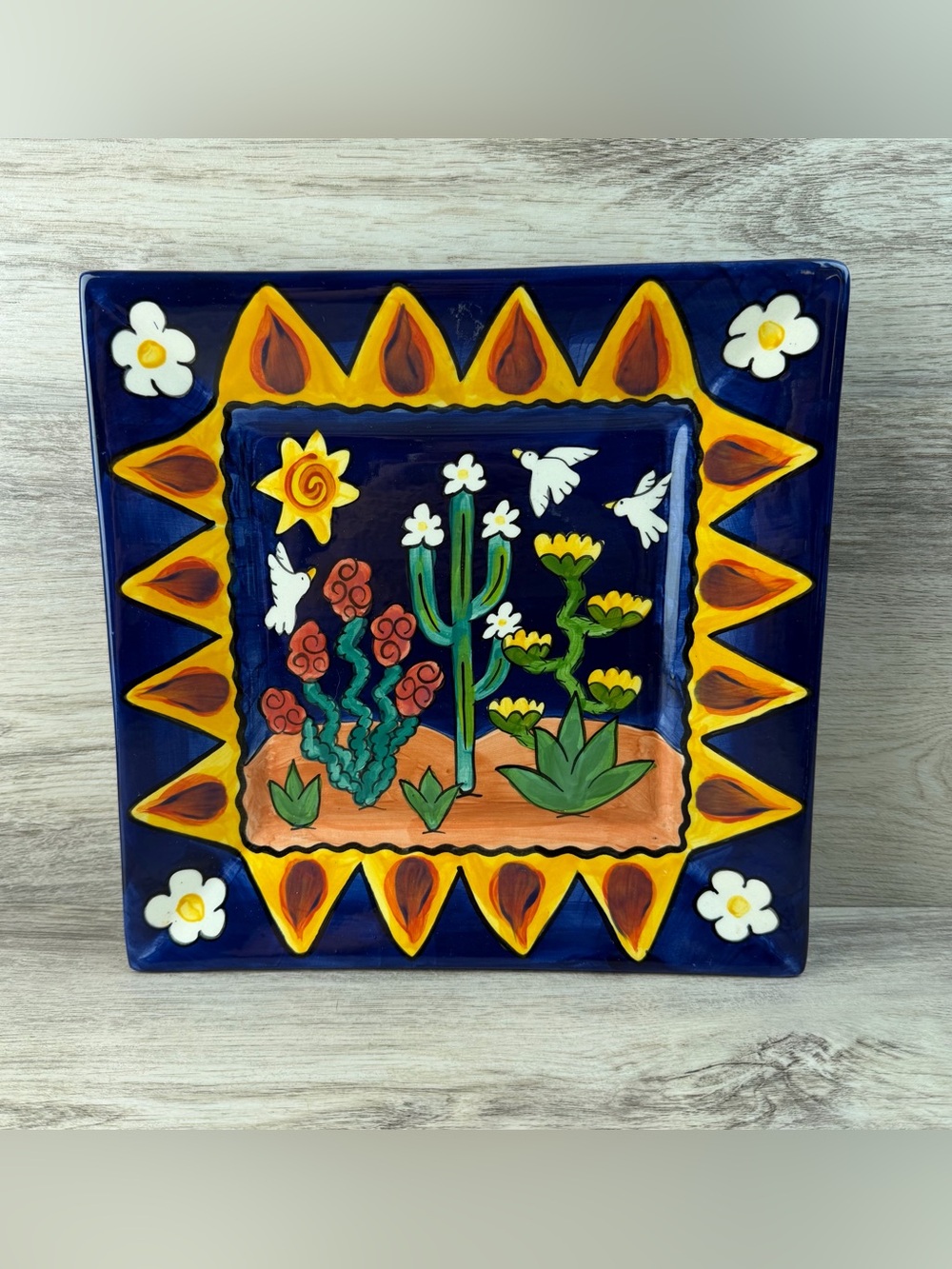 Hand Painted Ceramic Southwest Desert Plate Terri Ann Davis Sedona Arizona
